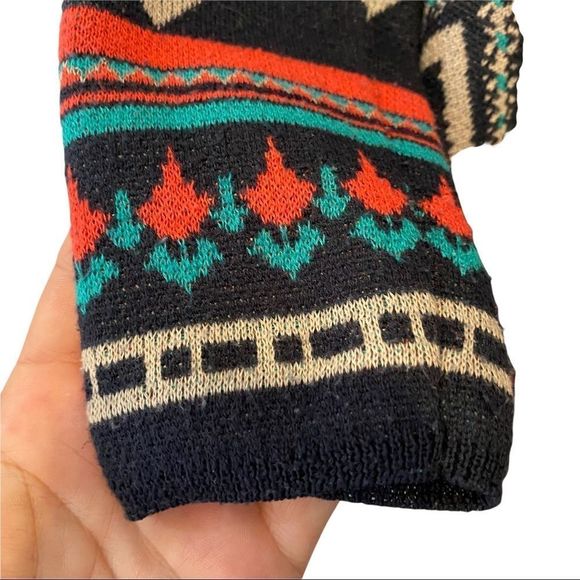 Flying Tomato retro bohemian Aztec print fringed open front cardigan size small - Picture 4 of 6